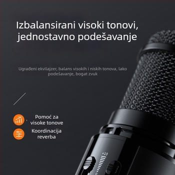 Lebo K1 karaoke mikrofon s ugrađenim audio sučeljem, Bluetooth 4.2, snaga 5W×2, SNR ≥100 dB za prijenos uživo