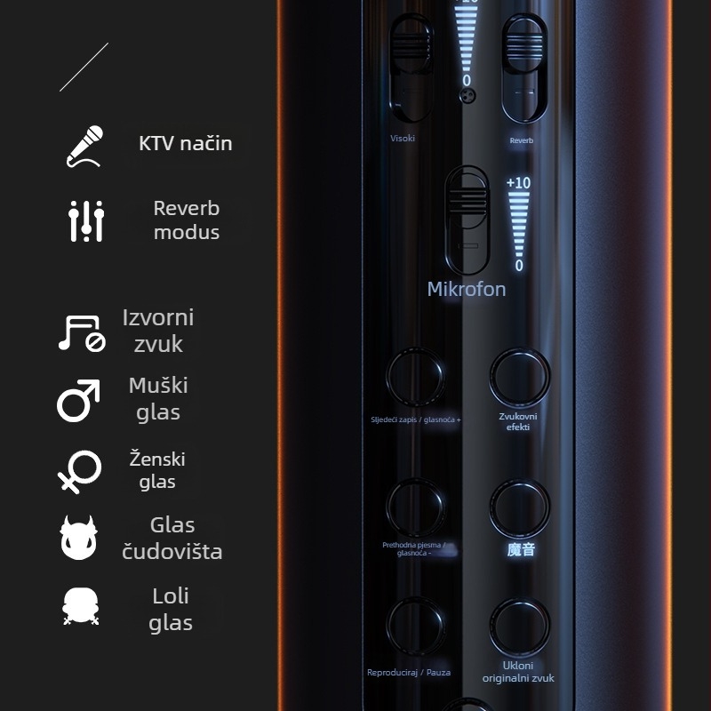 Lebo K1 karaoke mikrofon s ugrađenim audio sučeljem, Bluetooth 4.2, snaga 5W×2, SNR ≥100 dB za prijenos uživo