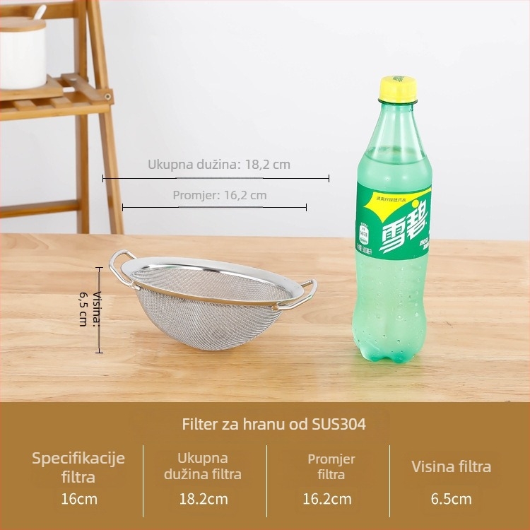 Nehrđajuća čelična filtar mreža za šećer, sezam, sojino mlijeko, čaj s mlijekom i sokove – 304