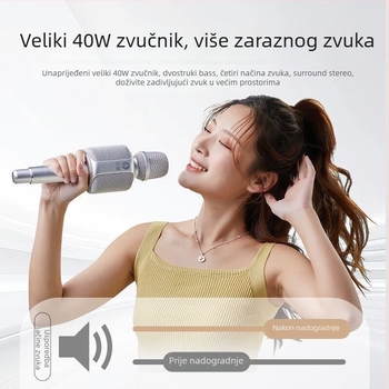 R2Pro karaoke mikrofon s ugrađenom zvučnom kartom – kućni KTV set, prilagodljiva usmjerenost zvuka, SNR ≥ 70 dB