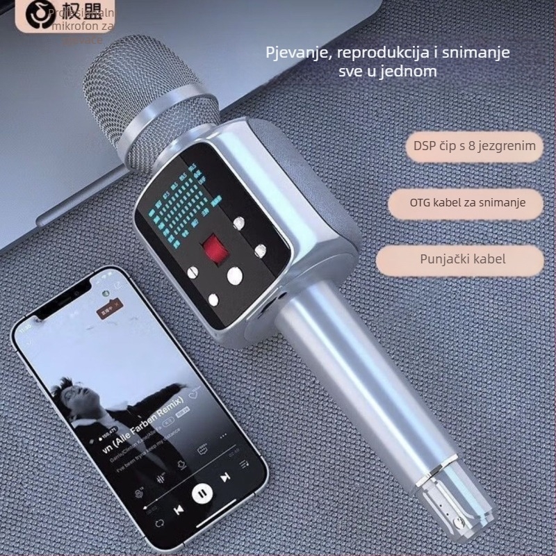 R2Pro karaoke mikrofon s ugrađenom zvučnom kartom – kućni KTV set, prilagodljiva usmjerenost zvuka, SNR ≥ 70 dB