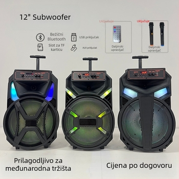 Prijenosni Bluetooth zvučnik s ugrađenom baterijom i bežičnim mikrofonom, 20W, Bluetooth 5.0, doseg 15 m, utor za karticu