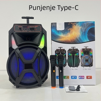 Prijenosni Bluetooth zvučnik s ugrađenom baterijom i bežičnim mikrofonom, 20W, Bluetooth 5.0, doseg 15 m, utor za karticu