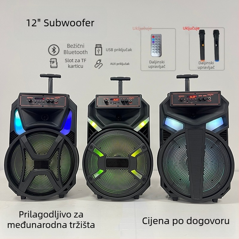 Prijenosni Bluetooth zvučnik s ugrađenom baterijom i bežičnim mikrofonom, 20W, Bluetooth 5.0, doseg 15 m, utor za karticu
