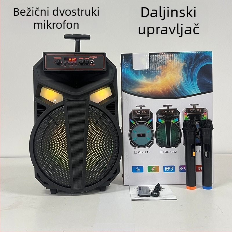 Prijenosni Bluetooth zvučnik s ugrađenom baterijom i bežičnim mikrofonom, 20W, Bluetooth 5.0, doseg 15 m, utor za karticu