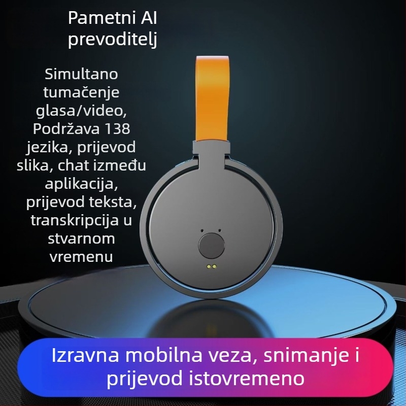 Inteligentni prijevodnik s prevođenjem videa i glasa u stvarnom vremenu, simultani prijevod, Bluetooth, aluminijska legura, držač za telefon