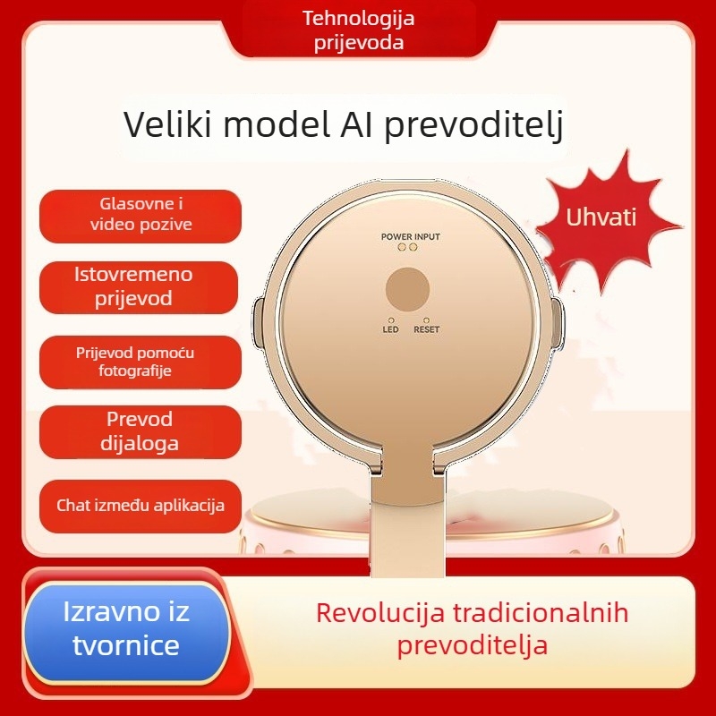 Inteligentni prijevodnik s prevođenjem videa i glasa u stvarnom vremenu, simultani prijevod, Bluetooth, aluminijska legura, držač za telefon