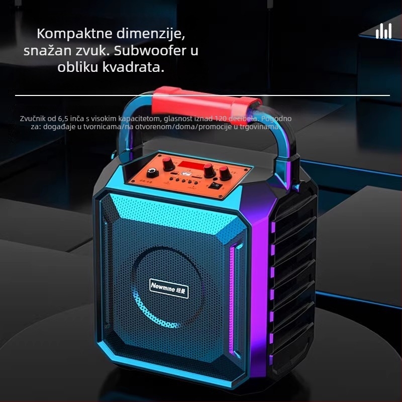 Newman prijenosni Bluetooth zvučnik za vanjsku upotrebu i karaoke, 18W, Bluetooth 5.0, baterija 4000-6000 mAh, raspon frekvencija 80 Hz-18 kHz, SNR ≥75 dB