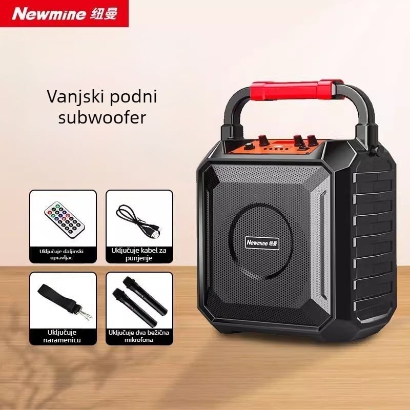 Newman prijenosni Bluetooth zvučnik za vanjsku upotrebu i karaoke, 18W, Bluetooth 5.0, baterija 4000-6000 mAh, raspon frekvencija 80 Hz-18 kHz, SNR ≥75 dB