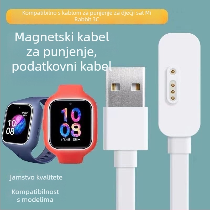 Magnetski kabel za napajanje i prijenos podataka za Mi Rabbit 5C dječji pametni sat; kompatibilan s Xiaoxun Y2/S3