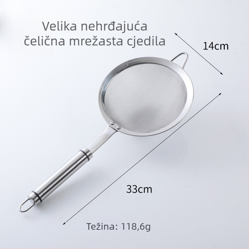 Jialebao – 304 nehrđajući čelik, ručno sito za filtriranje soka i sojinog mlijeka, višenamjensko sito za brašno i žlica za prženje