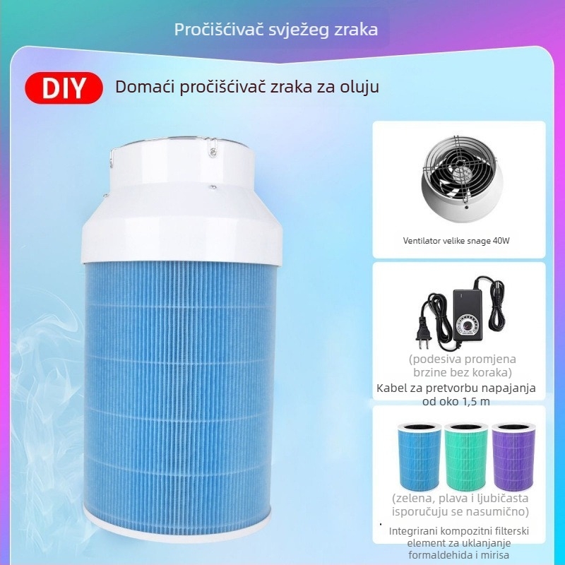Filter za uređaj za pročišćavanje zraka: uklanjanje formaldehida i mirisa, uklanjanje dima, podesiva brzina, pogodno za prostore 61 m² i više