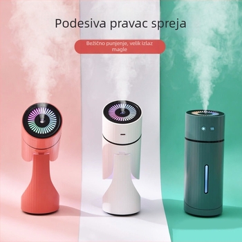 USB okretni ovlaživač za ured/auto, 3+ izlaza magle, tih rad, noćno svjetlo, spremnik 0,5–1 L