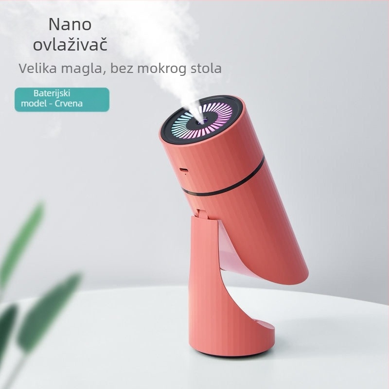 USB okretni ovlaživač za ured/auto, 3+ izlaza magle, tih rad, noćno svjetlo, spremnik 0,5–1 L