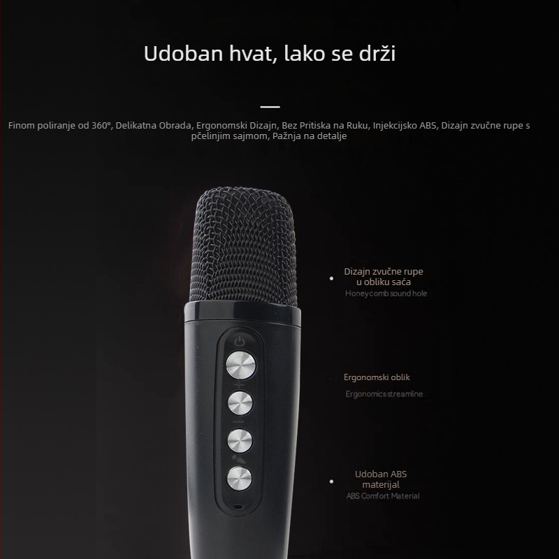 Karaoke Bluetooth zvučnik, prijenosni za kuću i vani, Bluetooth 5.1; 20W; raspon frekvencija 100Hz-20kHz; SNR ≥95dB; IPX4 vodootporan