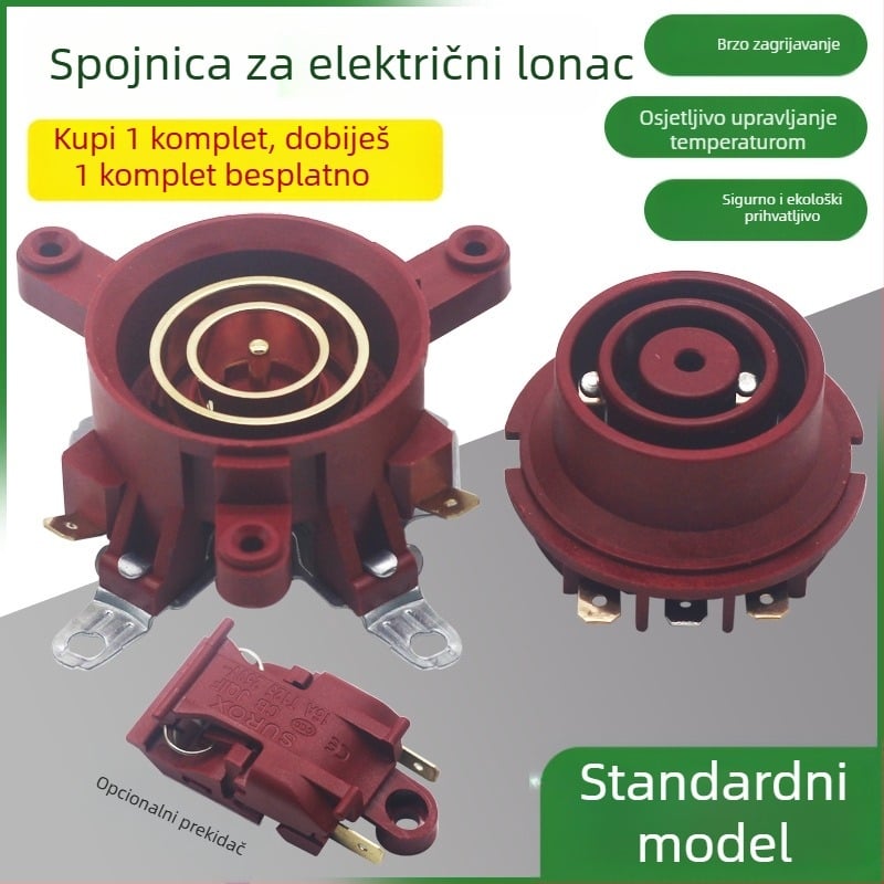Univerzalna baza za električni čajnik s regulatorom temperature, konektorom i spojnom utičnicom
