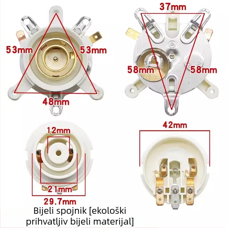 Univerzalna baza za električni čajnik s regulatorom temperature, konektorom i spojnom utičnicom