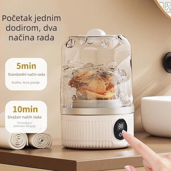 MN01 Prijenosni stroj za pranje donjeg rublja (Mehanički način rada; Tajmer do 2 sata; USB punjenje + samostalno napajanje; Nazivno napajanje 5V; Snaga 15W)