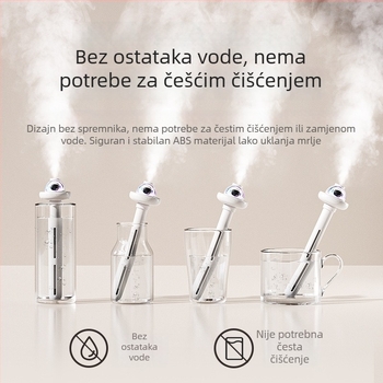 Kućni tih stolni ovlaživač – pokrivenje 21–30 m², spremnik 1,0–2,5 L, 1 izlaz magle, buka 36–45 dB, napajanje USB / suha baterija / ugrađeni izvor napajanja