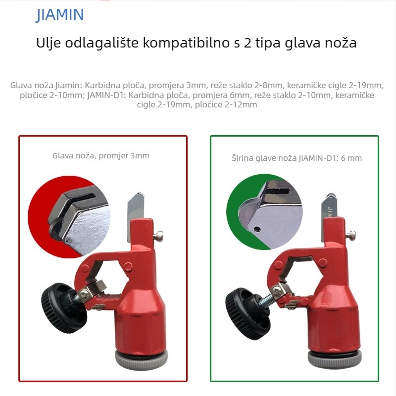 Valjkasti tip alata za rezanje staklenih pločica s nožnim kotačićima 3 mm i 6 mm, Jia Min