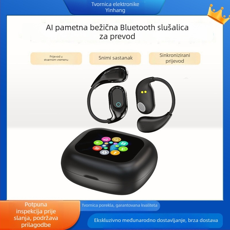 MG7 Bežične sportske slušalice s ušnim držačem, LCD kolorni zaslon, AI prevoditelj i simultani prijevod (Bluetooth 5.4; trajanje baterije >8 h; bežično punjenje; niska latencija)