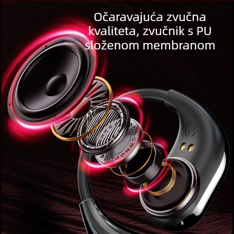 MG7 Bežične sportske slušalice s ušnim držačem, LCD kolorni zaslon, AI prevoditelj i simultani prijevod (Bluetooth 5.4; trajanje baterije >8 h; bežično punjenje; niska latencija)