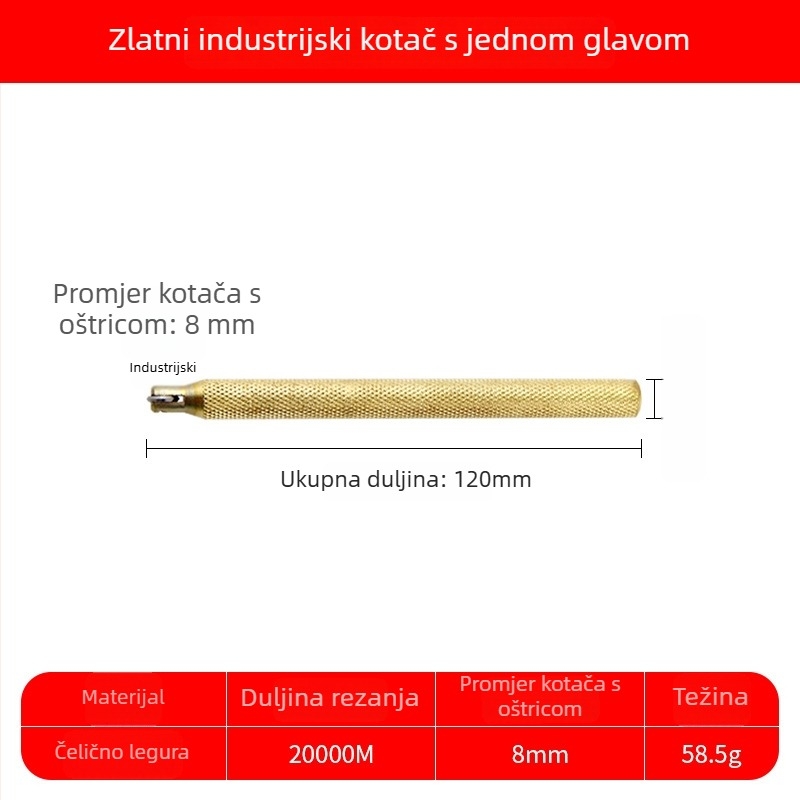 Ručni rezač pločica s kolom noža za staklo i pločice — tip potisnog noža, posebna legura
