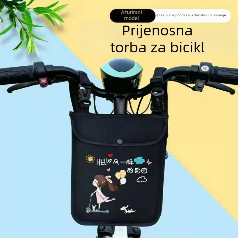 Prednja torbica za upravljač električnog bicikla, dvostruki džep za ključeve i telefon, platnena, model 000000