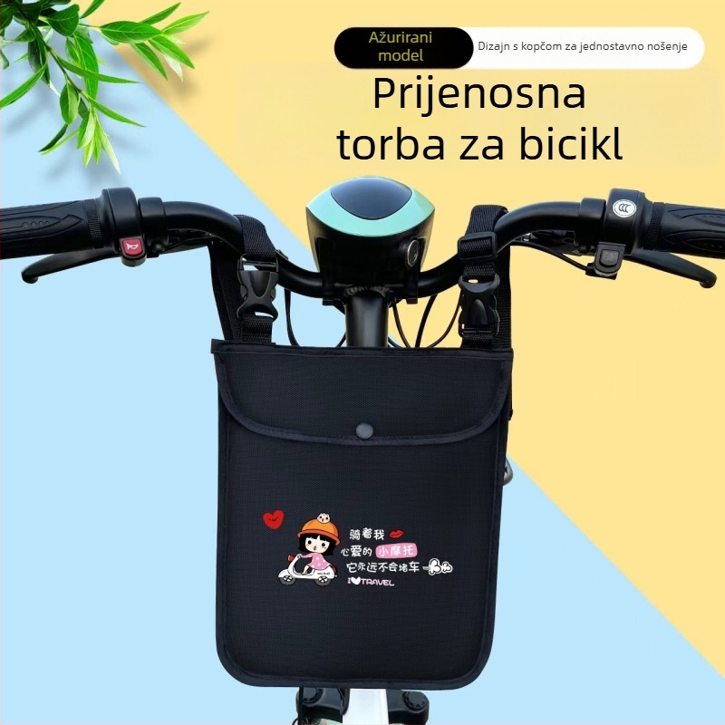 Prednja torbica za upravljač električnog bicikla, dvostruki džep za ključeve i telefon, platnena, model 000000