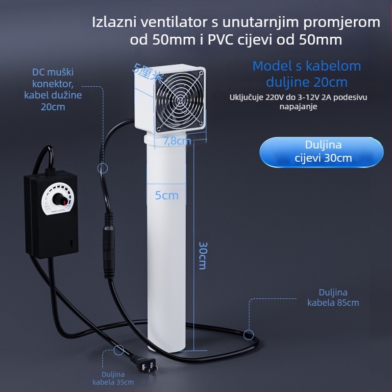 Ventilator za svježi zrak bez bušenja za otvor klima uređaja – spavaća soba, uklanjanje mirisa i formaldehida, buka 36–45 dB