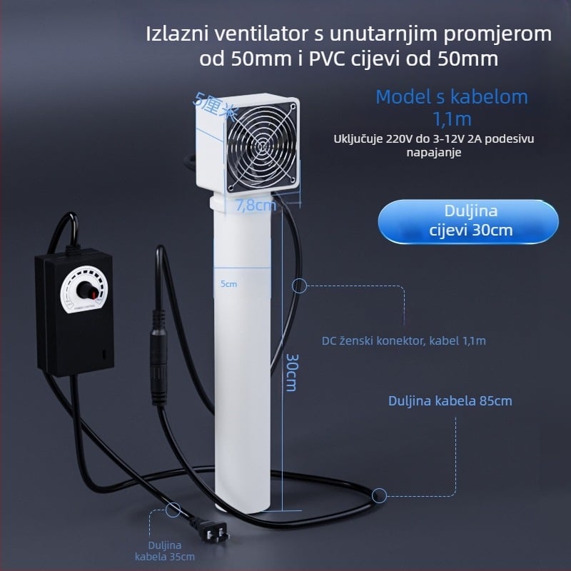 Ventilator za svježi zrak bez bušenja za otvor klima uređaja – spavaća soba, uklanjanje mirisa i formaldehida, buka 36–45 dB