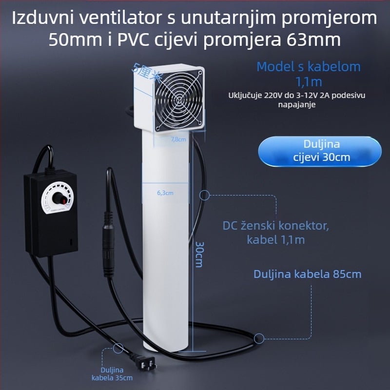 Ventilator za svježi zrak bez bušenja za otvor klima uređaja – spavaća soba, uklanjanje mirisa i formaldehida, buka 36–45 dB