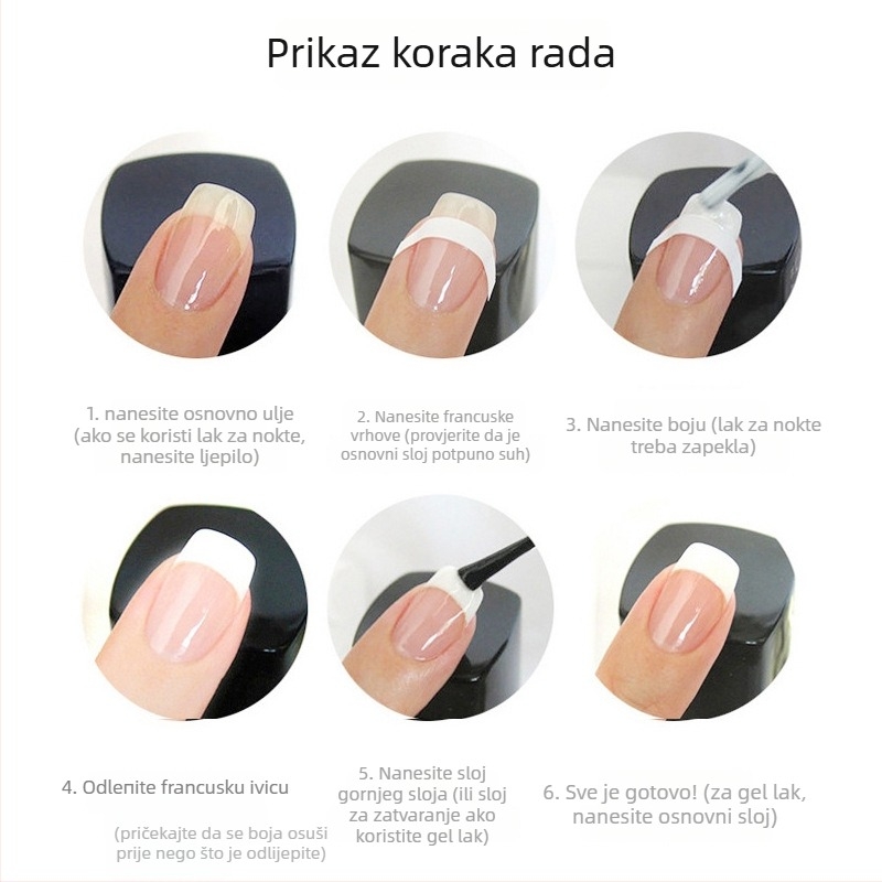 Set naljepnica za nokte za umjetnost noktiju: francuska manikura, osmijeh dizajni i valovite linije; tri u jednom naljepnice za nokte, materijal aluminijski oksid, osnovno pakiranje