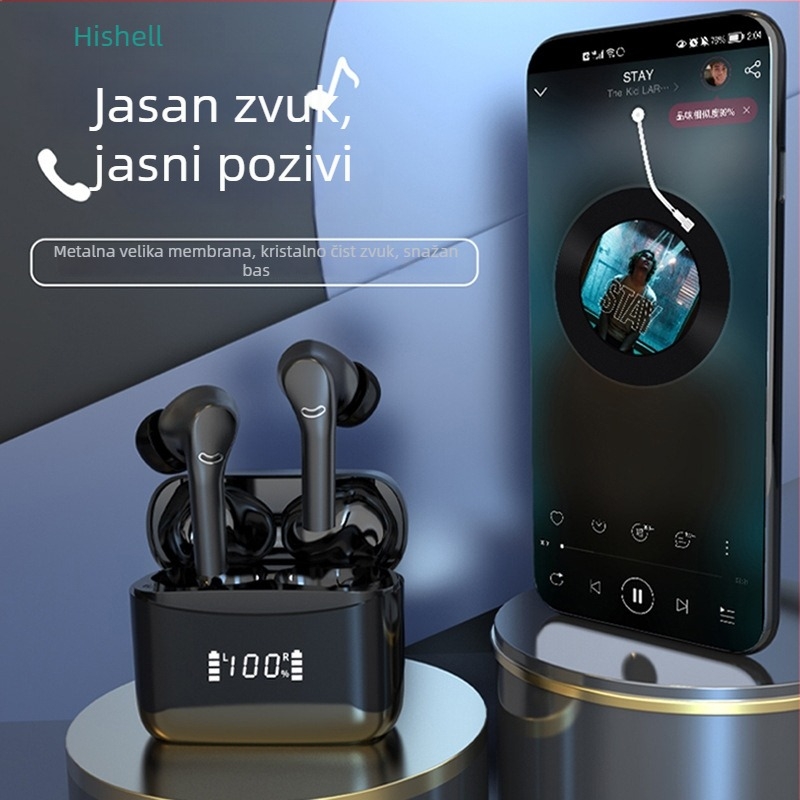 hishell j5 Pro Bluetooth slušalice za prijevod s glasovnim dijalogom, podrška višestrukih jezika, domet 10 m, dodirno upravljanje