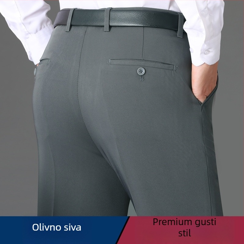Muške hlače od vune, ravnog kroja, poslovni formalni stil, 85% vuna, smjesa kemijskih vlakana, za posao u jeseni