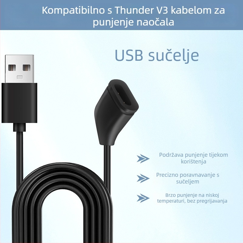 Punjački kabel Rayneo V3 Slim s magnetskim punjačem za ThunderBird pametne naočale, V3 AI naočale za snimanje