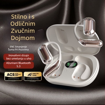 Bluetooth slušalica za otvoreno uho, dodirni zaslon, digitalni prikaz, Bluetooth 5.4, 8 sati trajanja baterije