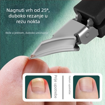 3-dijelni set kliješta za nokte od nehrđajućeg čelika sa šikmim vrhom i zaštitom od prskanja, uključuje staklenu pilnicu za nokte