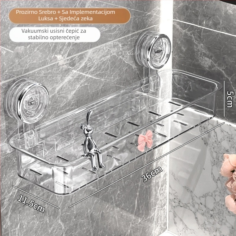 Zidni regaľ za pohranu sa usisnom čašom, za kupaonicu i WC, vodootporan, jednoslojni