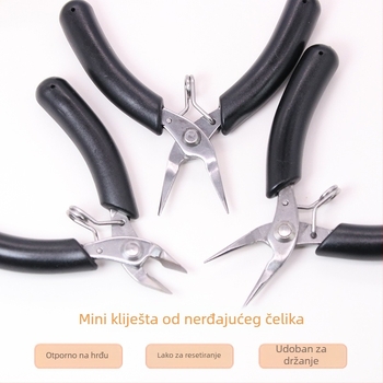 Mini kliješta za nakit od nehrđajućeg čelika, kovana, bez zuba, s glatkim čeljustima, za navijanje žice