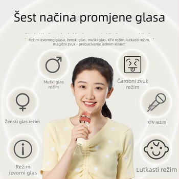 Bežični Bluetooth karaoke zvučnik s ugrađenim mikrofonom – prenosni all-in-one zvučni sustav, 10W, Bluetooth 5.0, 150Hz-20kHz, domet 10m