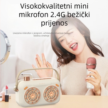 Bežični Bluetooth karaoke zvučnik s ugrađenim mikrofonom – prenosni all-in-one zvučni sustav, 10W, Bluetooth 5.0, 150Hz-20kHz, domet 10m