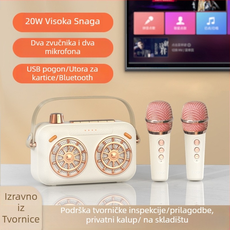 Bežični Bluetooth karaoke zvučnik s ugrađenim mikrofonom – prenosni all-in-one zvučni sustav, 10W, Bluetooth 5.0, 150Hz-20kHz, domet 10m