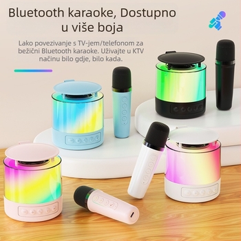 Projektor zvjezdano nebo Bluetooth karaoke zvučnik, sve-u-jednom s mikrofonom, Bluetooth 5.1, 5W, opseg 100 Hz–20 kHz, SNR ≥85 dB, ugrađena baterija