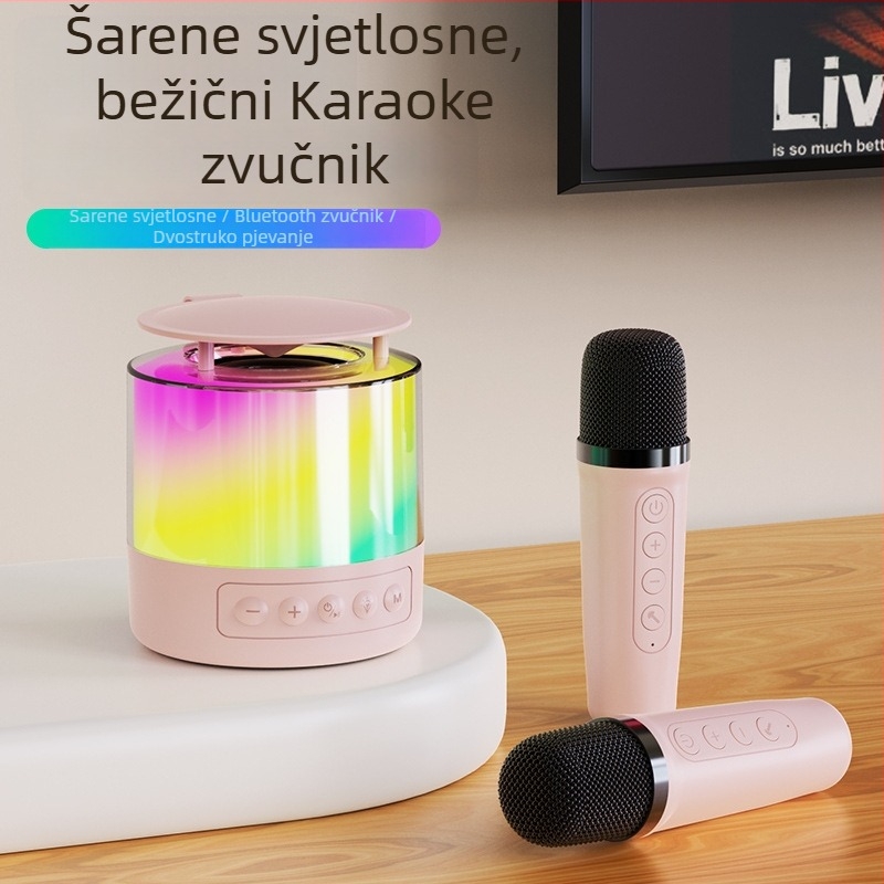 Projektor zvjezdano nebo Bluetooth karaoke zvučnik, sve-u-jednom s mikrofonom, Bluetooth 5.1, 5W, opseg 100 Hz–20 kHz, SNR ≥85 dB, ugrađena baterija