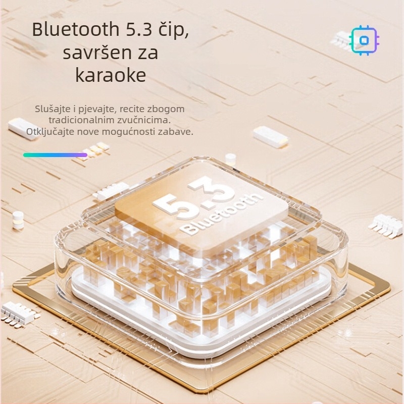 Projektor zvjezdano nebo Bluetooth karaoke zvučnik, sve-u-jednom s mikrofonom, Bluetooth 5.1, 5W, opseg 100 Hz–20 kHz, SNR ≥85 dB, ugrađena baterija