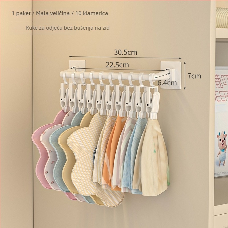 Držač za sušenje odjeće sa klipsama (Materijal: Plastika; Kategorija proizvoda: Držač za sušenje odjeće; Namjena: za vješanje u spavaćoj sobi; Start: Zima 2017; Stil: Moderan i minimalistički)