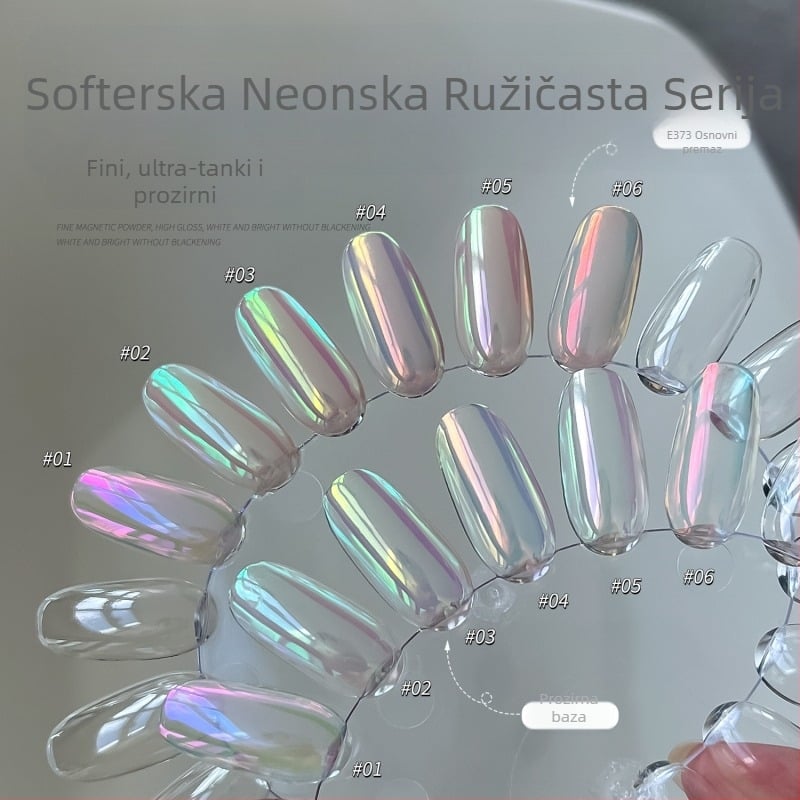 GAOY GOYA Glitter prah za nokte – Mjesečev uzorak, Fluorescentski Aurora sjaj