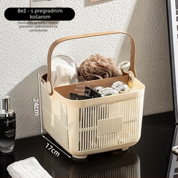 Prijenosna košara za kupaonicu s odjeljkom za suho i mokro za higijenske potrepštine | materijal PP | univerzalna upotreba