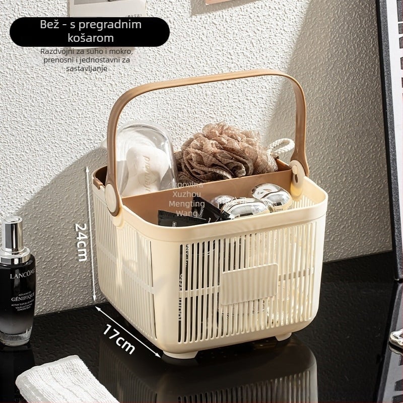 Prijenosna košara za kupaonicu s odjeljkom za suho i mokro za higijenske potrepštine | materijal PP | univerzalna upotreba